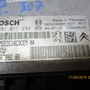 Peugeot 307 1600 Diesel anno dal 2001 al 2009 Ecu Centralina motore 0281011234 9655698280