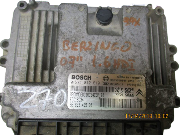 Citroen Berlingo Peugeot Ranch e Partner 1600 Diesel hdi anno dal 2003 al 2008 Centralina motore ECU 0281012619 9663943980