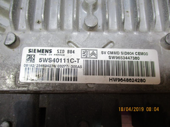 Citroen C2 1400 Diesel hdi anno dal 2003 al 2009 Centralina motore ECU 5WS40111C-T SW 9653447380 HW 96486224280