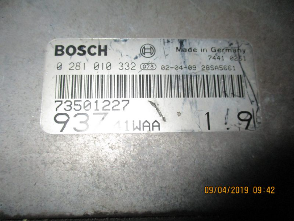 Alfa Romeo 147 1900 Diesel anno dal 2000 al 2009 Centralina motore ECU 0281010332 73501227
