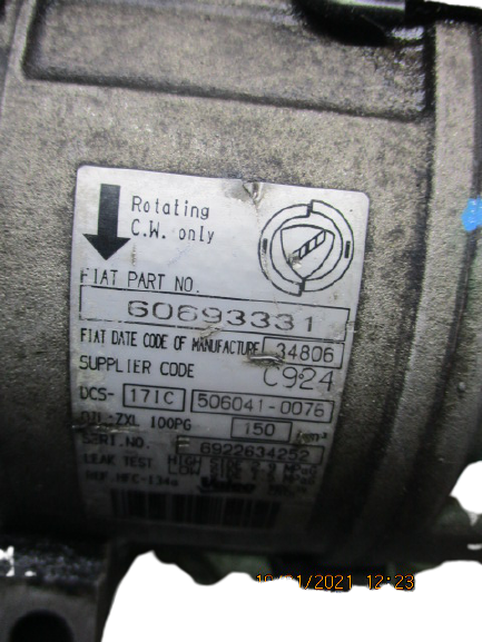 Alfa Romeo 159 Fiat Croma anno dal 2005 al 2011 Compressore aria 60693331 506141-0076