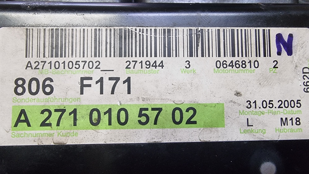 Mercedes SLK W171 anno dal 2004 al 2009 ECU Centralina Motore A2711538579 A2710105702 806 F171 5WK90526