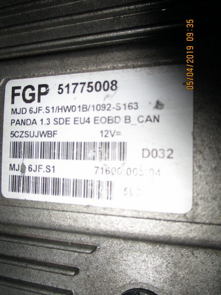 Fiat Panda 169 anno dal 2003 al 2012 1300 Diesel ECU Centralina motore 51775008 MJD 6JFS1