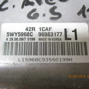 Chevrolet Aveo 1200 Benzina anno 2011 Centralina motore 42R 1CAF  96983177  5WY5968C