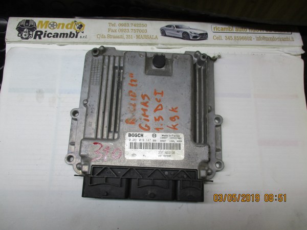 Renault Clio Dacia Logan 1500 Diesel anno dal 2012 al 2019 ECU Centralina motore 0281019147 237102213R 237102720R 1039S57881