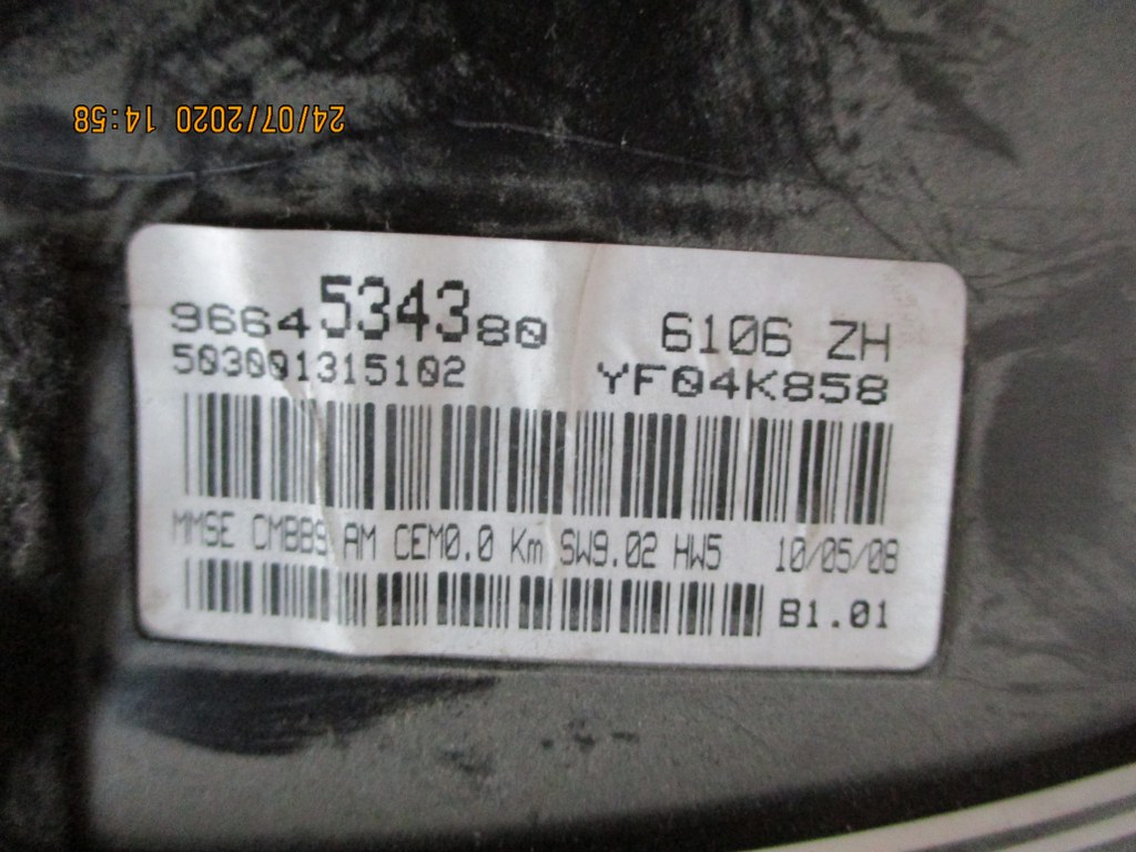 Citroen Jumpy Diesel anno dal 2007 al 2014 Quadro strumenti 9664534380 503001315102