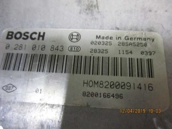 Renault Scenic 4×4 1900 Diesel anno dal 1999 al 2003 Centralina motore ECU 0281010843 8200166496