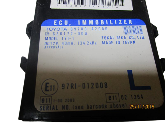 Toyota Rav4 anno dal 2006 al 2013 Centralina Immobilizer Trasponder 89780-42050 626172-000
