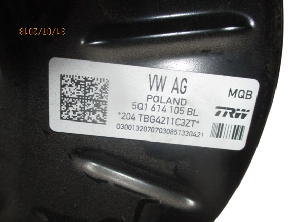 VW Golf VII 7 Audi A3 8V  Skoda Octavia Seat Leon anno dal 2012 al 2018 servofreno  5Q1614105BL