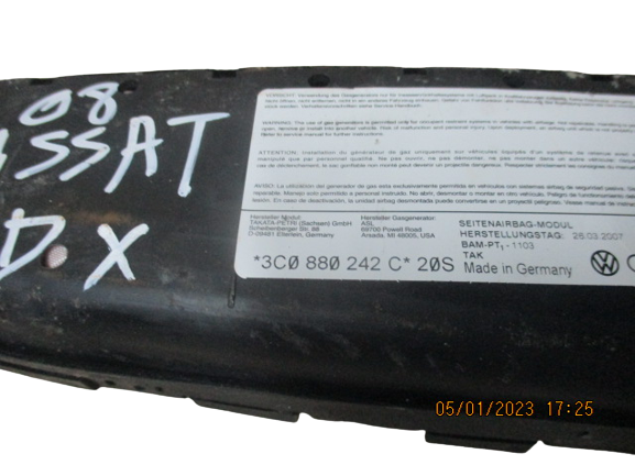 Volkswagen Passat anno 2005 al 2010 Airbag sedile anteriore destro 3C0880242C