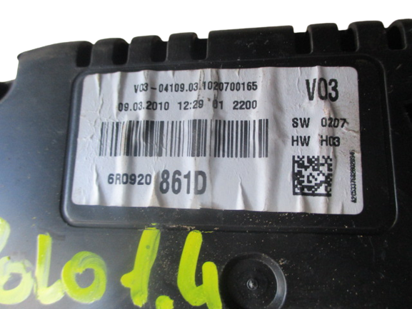 Volkswagen Polo 6R anno dal 2009 al 2017 Quadro strumenti 6R0920861D