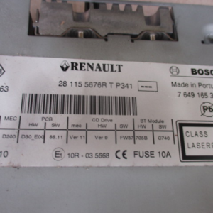 Renault Laguna  dal 2007 al 2015 Stereo Bosch 7649165391 281155676R T P341
